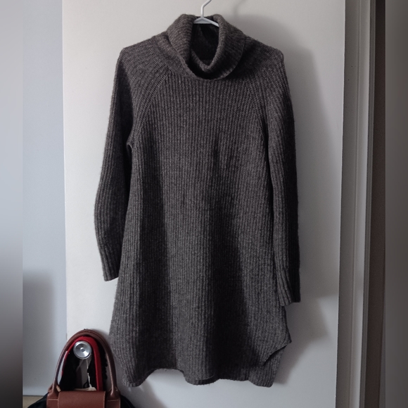 EILEEN FISHER Heather Brown Yak & Wool Sweater Mini Dress Tunic S - Picture 1 of 5